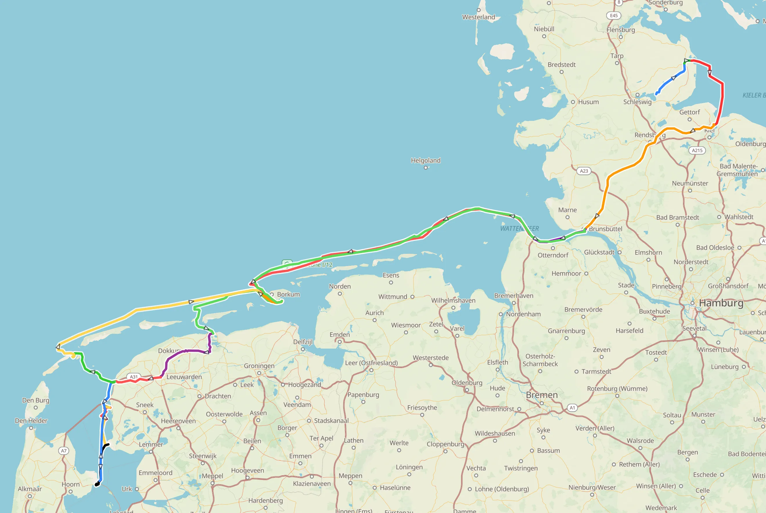 Die bisherige Route Korakis im Sommer 2026.